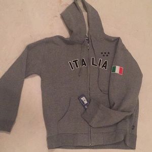 Men's Grey FIVE STAR ITALIA Zip-Up Hoodie SIZE L